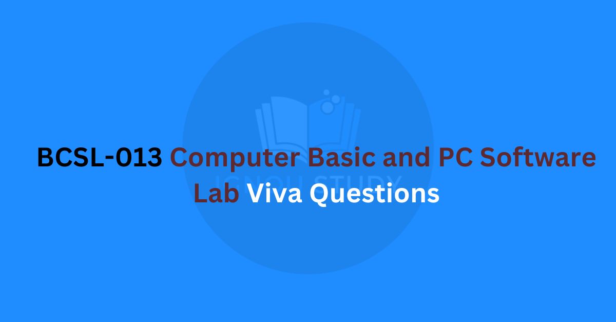 BCSL-013 Computer Basic and PC Software Lab Viva Questions